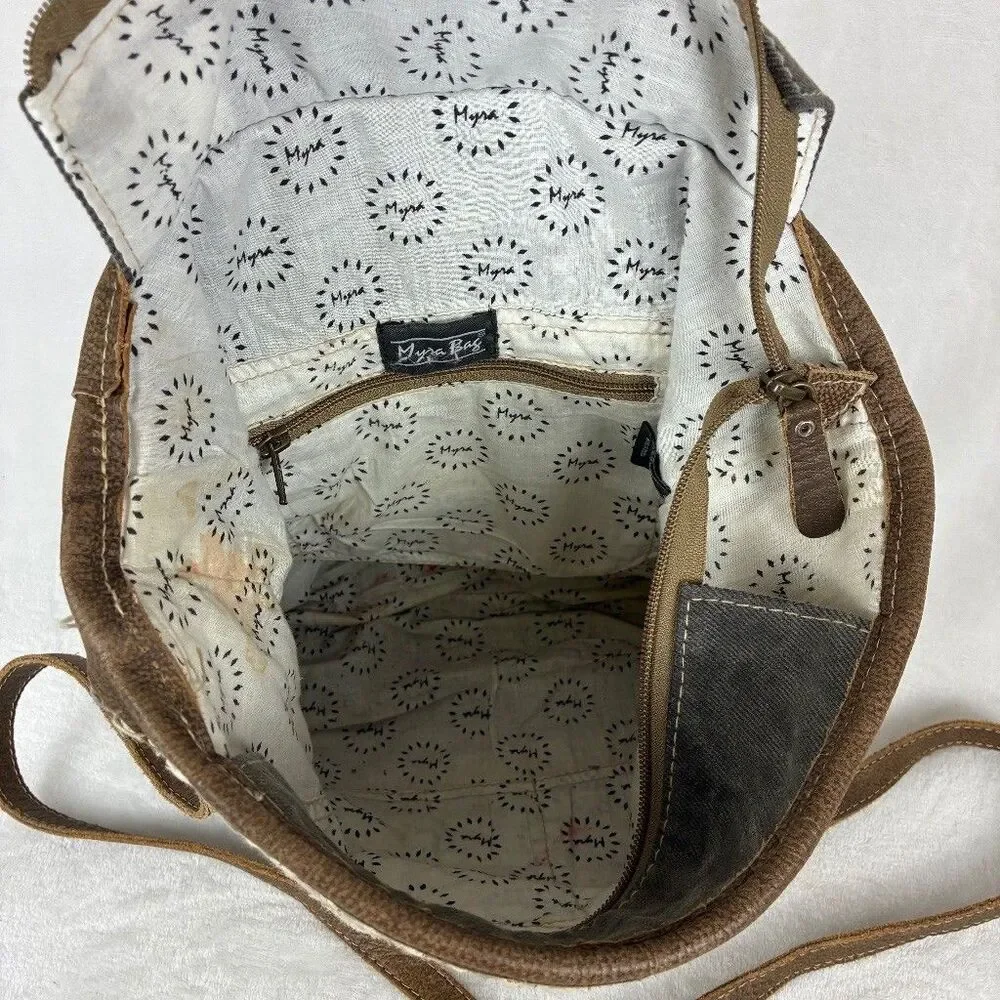 Myra Identity Crossbody Bag -Brown Gray Woven Cotton Geometric Boho Western